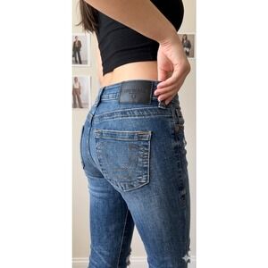 TRUE RELIGION Stella Low Rise Skinny Distressed Jeans 28 Y2K Grunge Indie Sleaze